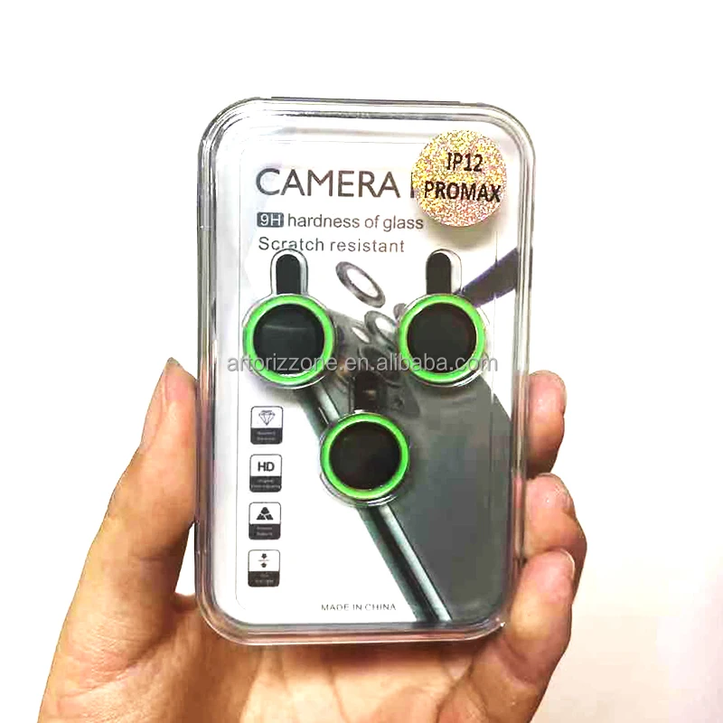 hot high transparent camera tempered glass luminous neon color protector for iphone 11 12 pro max night light camera lens