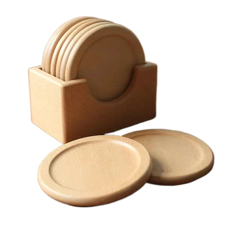 Custom Size Acacia Osk Cork Bamboo Walnut Wooden Coaster Beech Coaster for Coffee Mugs Cup Heat insulation pad