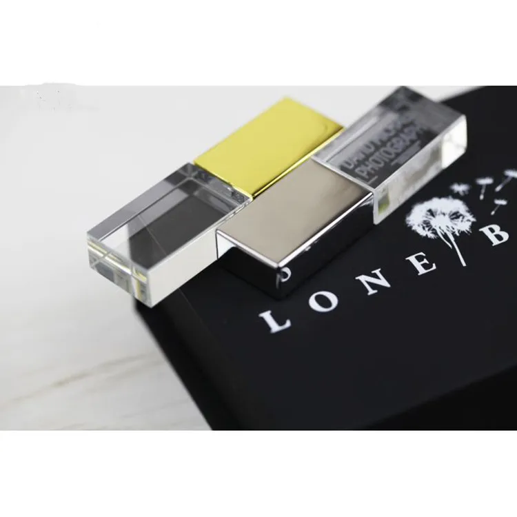 Custom logo Crystal Transparent USB Flash Drives, USB 2.0 Crystal USB Flash Pen Driver with PP Box Wedding Photography