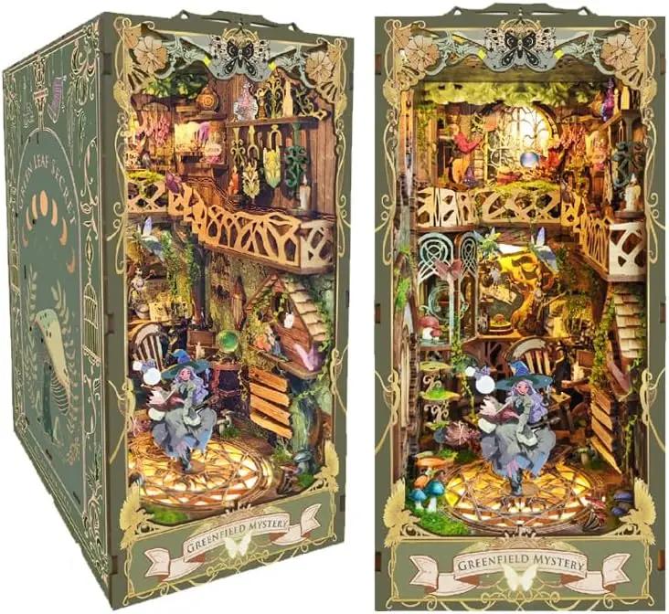 AMOBOX 3D Book Nook Kit SQ15 Greenfield Mystery Miniature Dollhouse Puzzle DIY Book Nook alley book nook