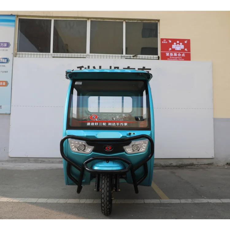 Export Logo Customized Semi-enclosed Electric Tricycle Truck 800W 60V Waterproof Passenger-cargo 3 Wheel Pickup Truck for Adults