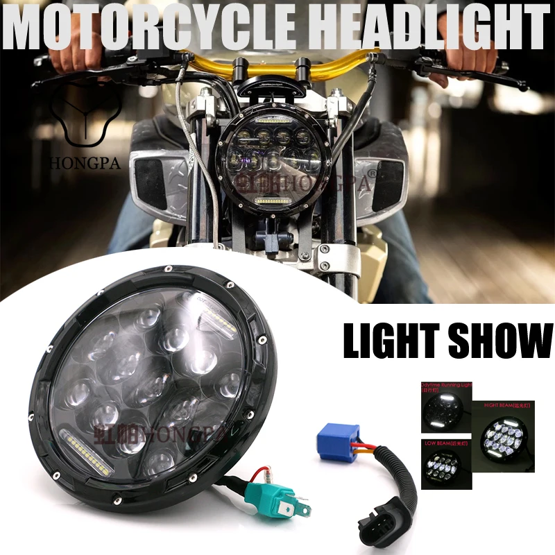 7' 60W Round Led Motorcycle Headlight Projector For Jeep Cafe Racer