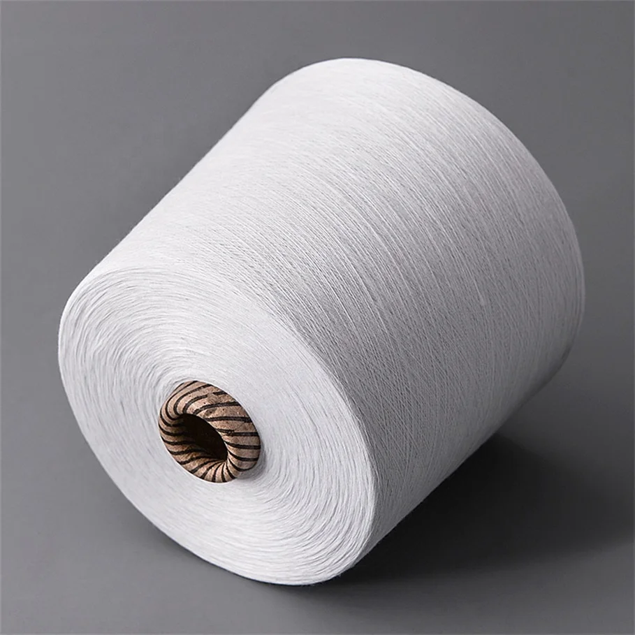 Ne 30s 20s 12s 10s open end cotton polyester yarn raw white and bleach white