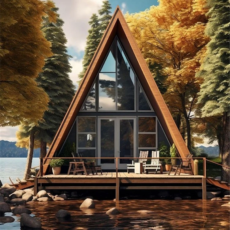 Portable Triangle Roof Prefab Modular House Tiny Villa Homes Prefabricated Luxury Triangular House Light Steel Villa