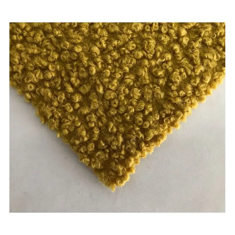 Customized color 100% polyester boucle knit wool look polyester fabric