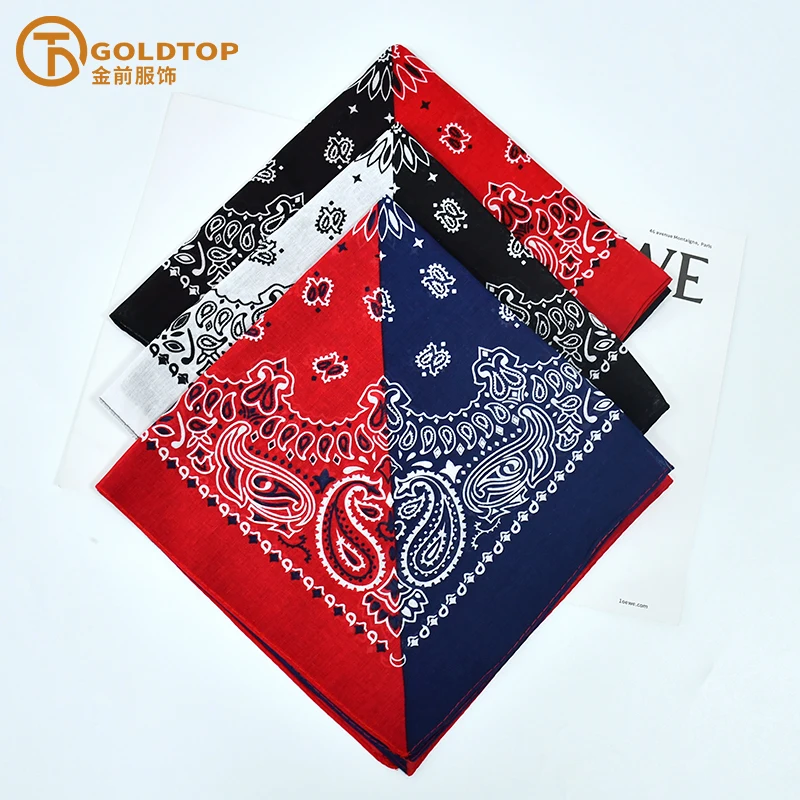 Customized Factory Double Print Paisley Pattern Handkerchief Printing Bandana Cheap Cotton Bandana