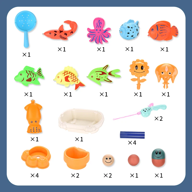 Educational Water Table Bathtub Kid Party Toy With Pole Rod Net Plastic Floating Fish Magnetic Fishing Pool Toys Game For Kids