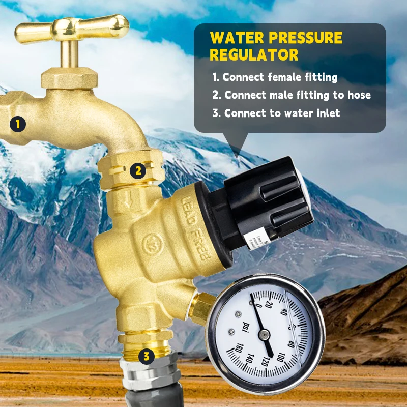 Tmok Lead-free 16Bar DN20 3/4 inch NH Threaded Brass Pressure Reducing Valve Regulator for Potable Water Camper