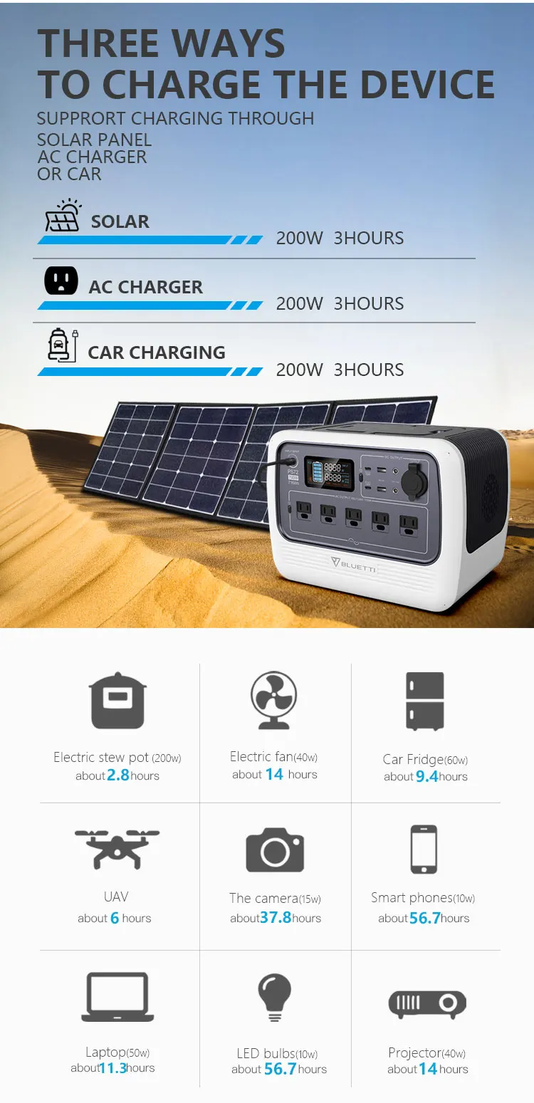 500w 700w rechargeable  Longlife Cycle  Lifepo4 Battery  ODM OEM portable Solar power station for outdoor camping life