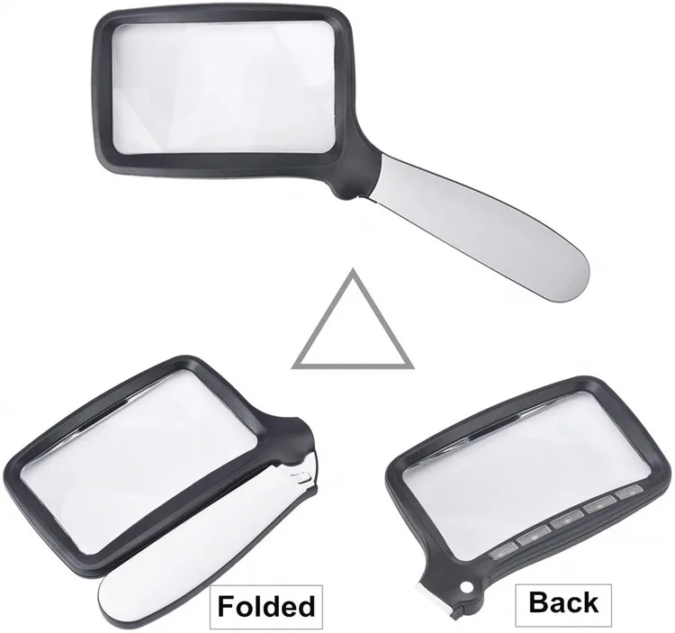 China manufacturer wholesale fine quality cheap 1.5V soft strong led lamp folded magnifying glass
