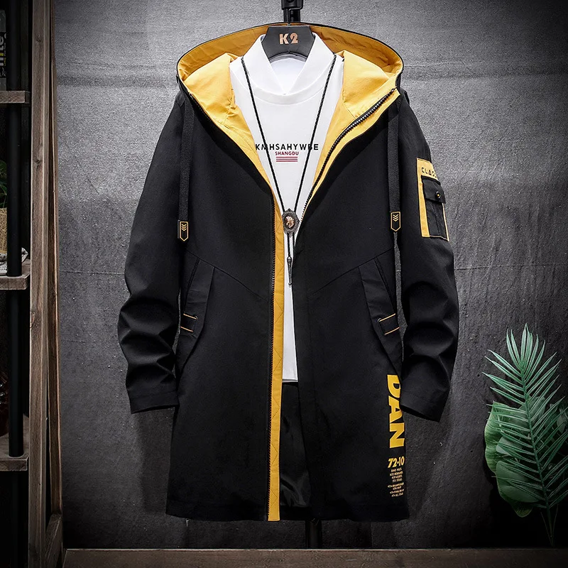 2023 fall jackets Medium length hooded windbreaker coat Chaqueta men shiny coat sukajan  fall jackets