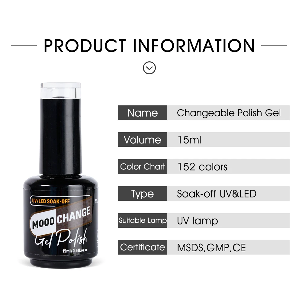 Thermal Gel Wholesale Nail Supplies High Pigment 15 ml Mood Change Organic Vegan Custom Private Label UV Nail Gel Polish