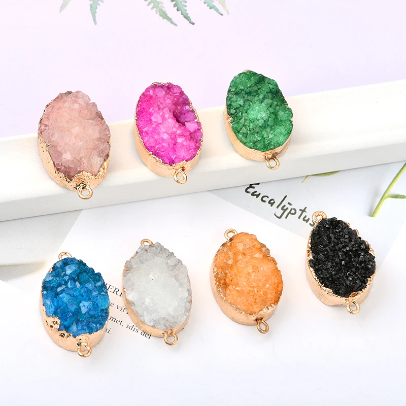 DIY Gemstone Crystal Druzy Connector Charm Oval stone bracelet connectors