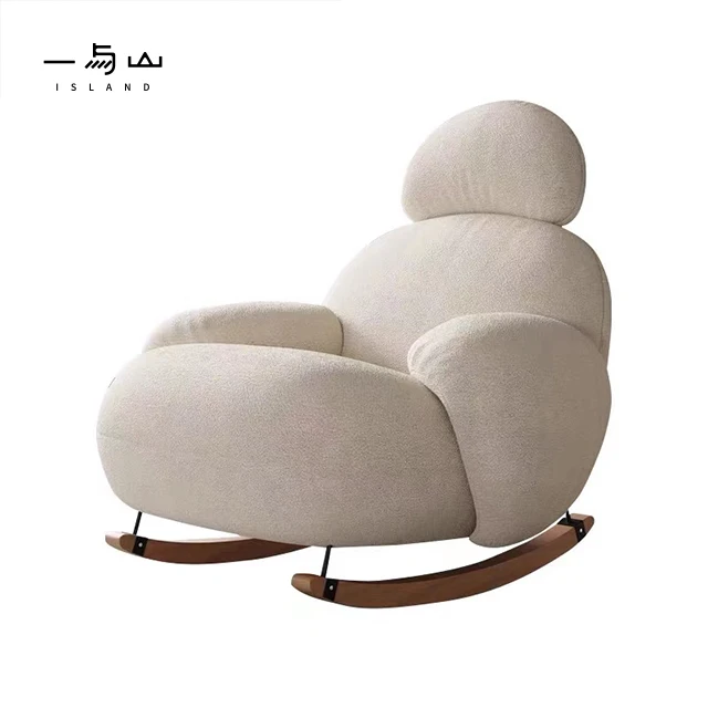 Nordic White Velvet  Rocking Chair With Armrest Make You Cloud Feeling For Living Room
