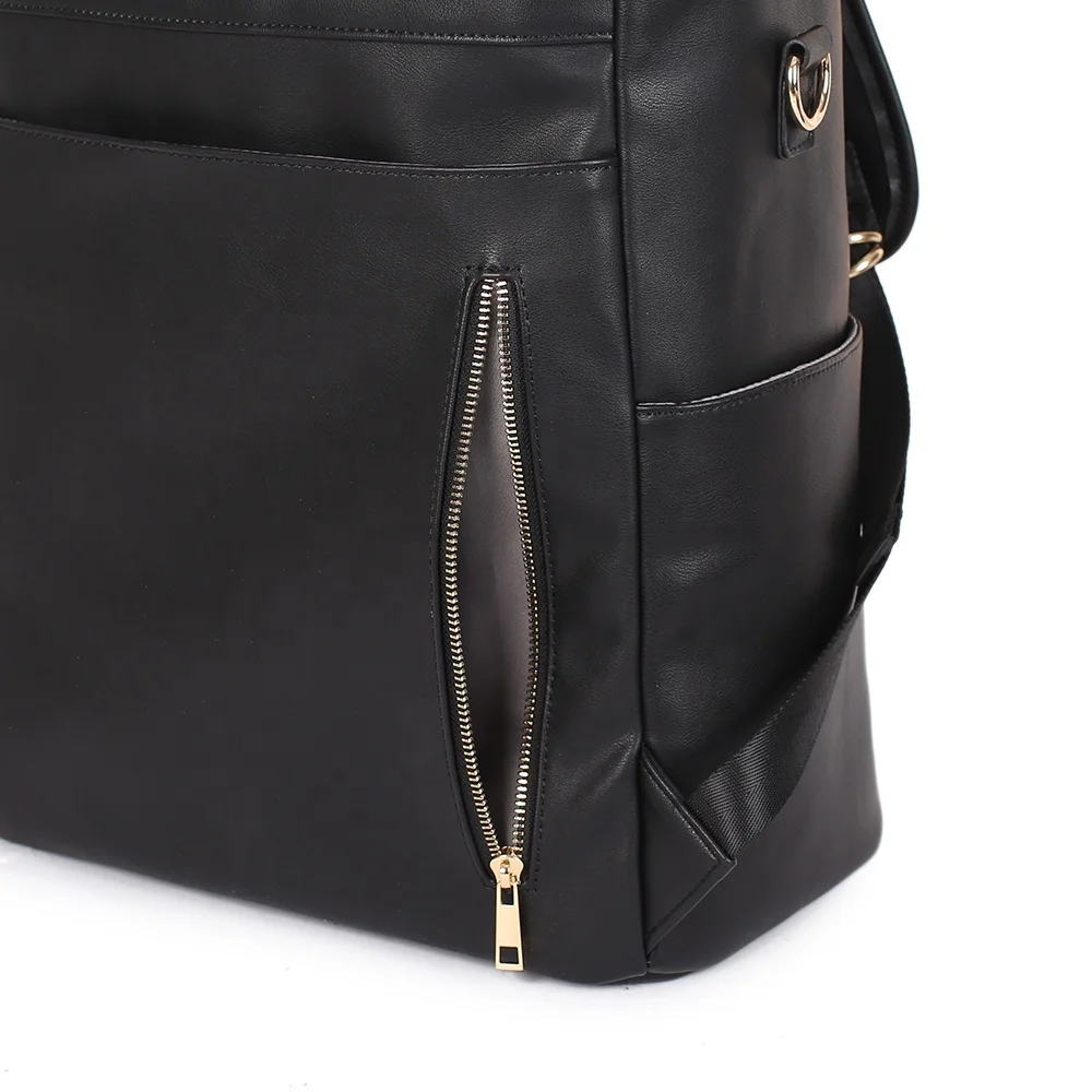 scratch-proof vegan leather diaper bags large capacity baby bags included changing mat and stroller straps