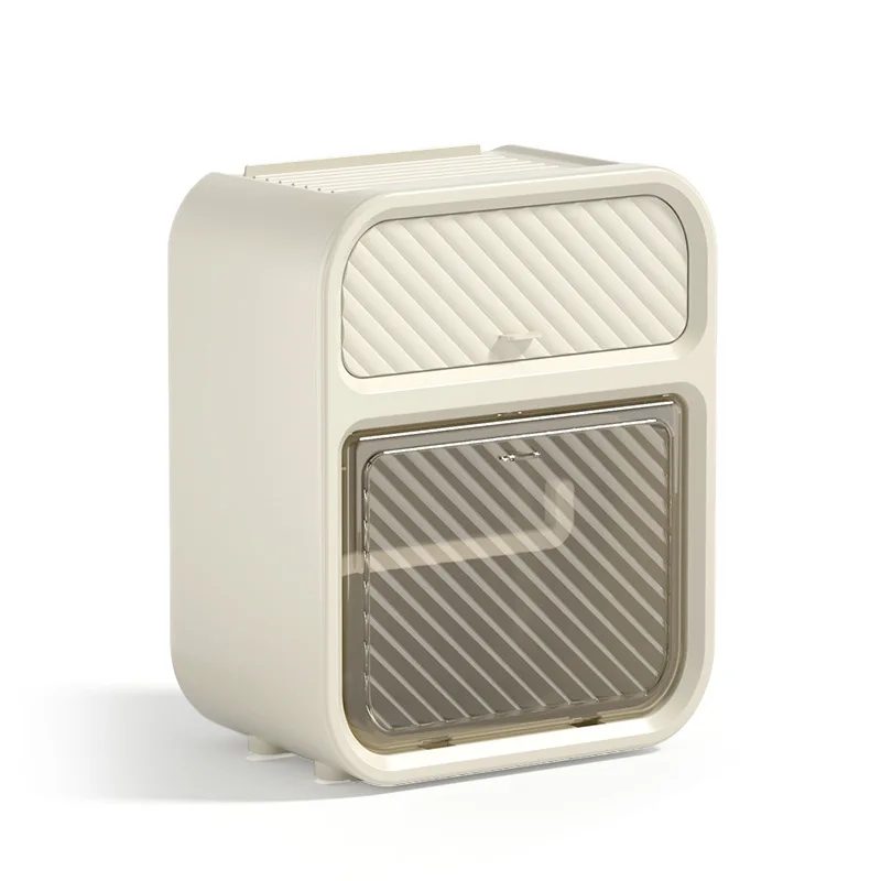 Punch-free Double Tiers Toilet Paper Storage Box with Drawer Paper Towel Dispenser Wall Mounted Waterproof Bathroom Tissue Box