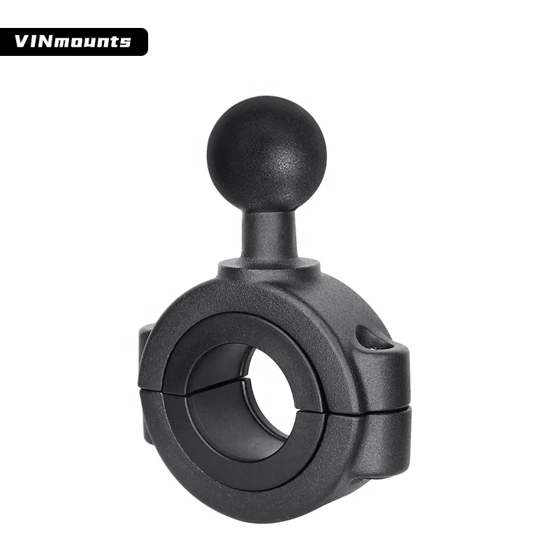Aluminum Alloy Handlebar Mount Base with 1' Ball for Round Rail compatible with Ram B Size 1 Inch Ball Double Socket Arm
