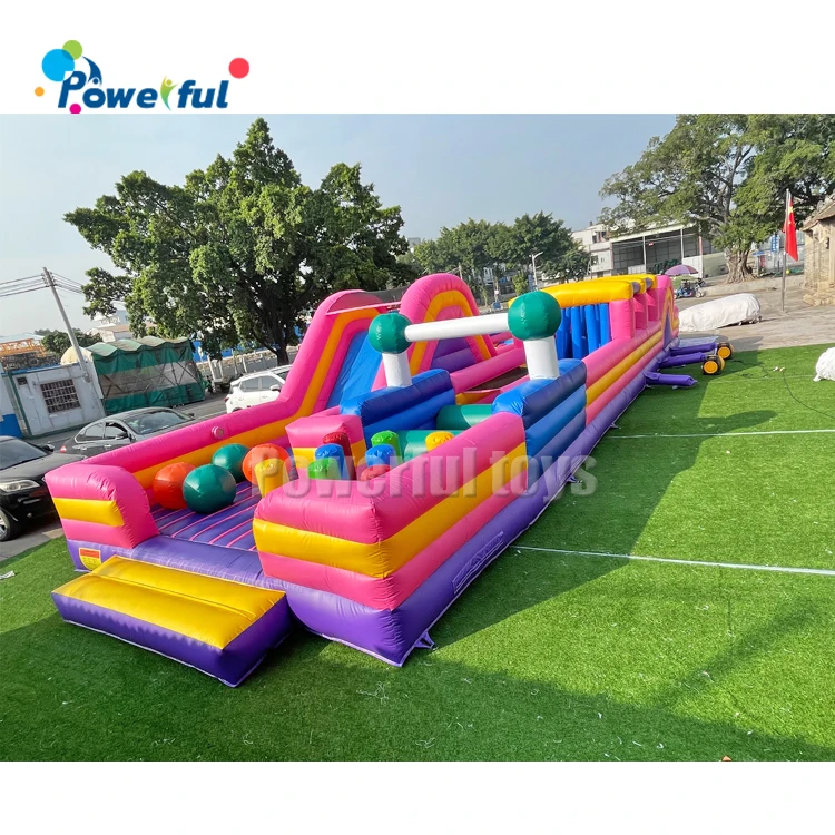 Extreme Kids Inflatable wipeout obstacle course sport game commercial  bounce  house with slide for sale