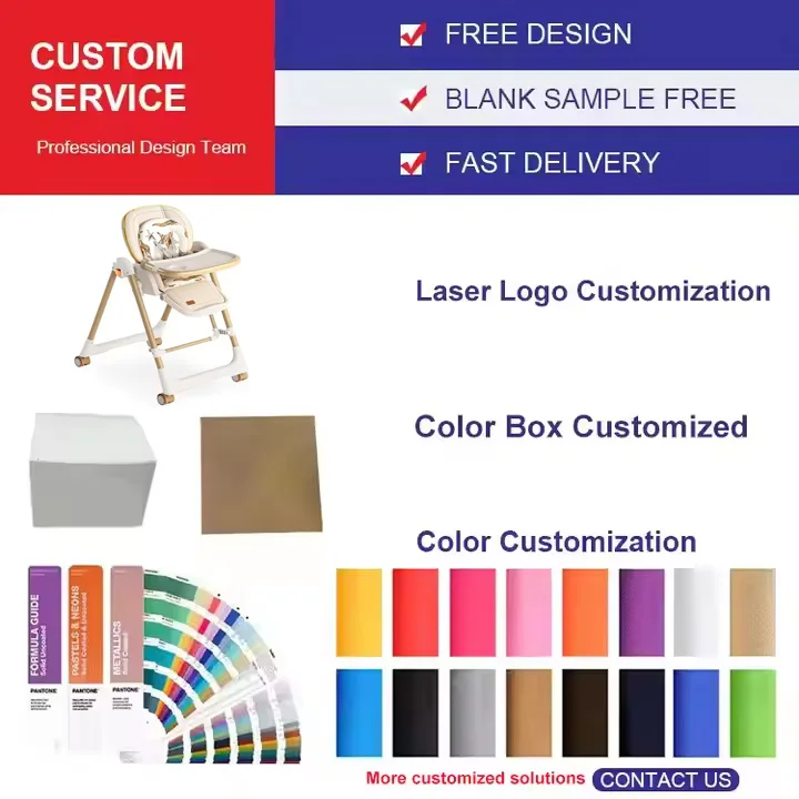 OEM Adjustable Customized Logo Modern Plastic Foldable Backrest Safety Rocking Baby Feeding High Chair For Kids Dining