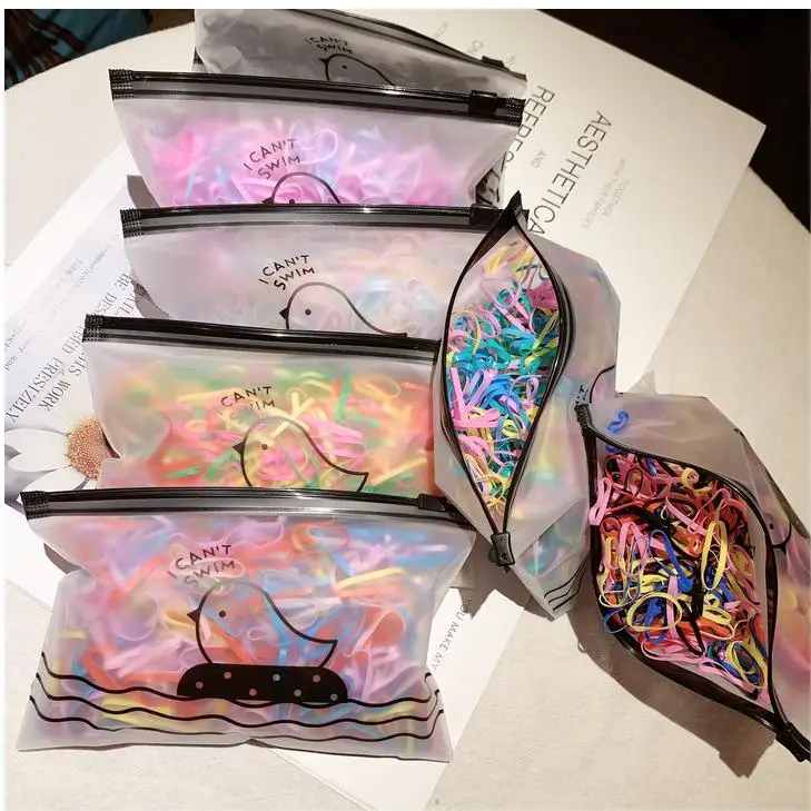 GEERDENG Wholesale 500 Pcs/Set Disposable Hair Tie Colourful Children Headdress High Elasticity Rubber Band Hair Rope Accessory