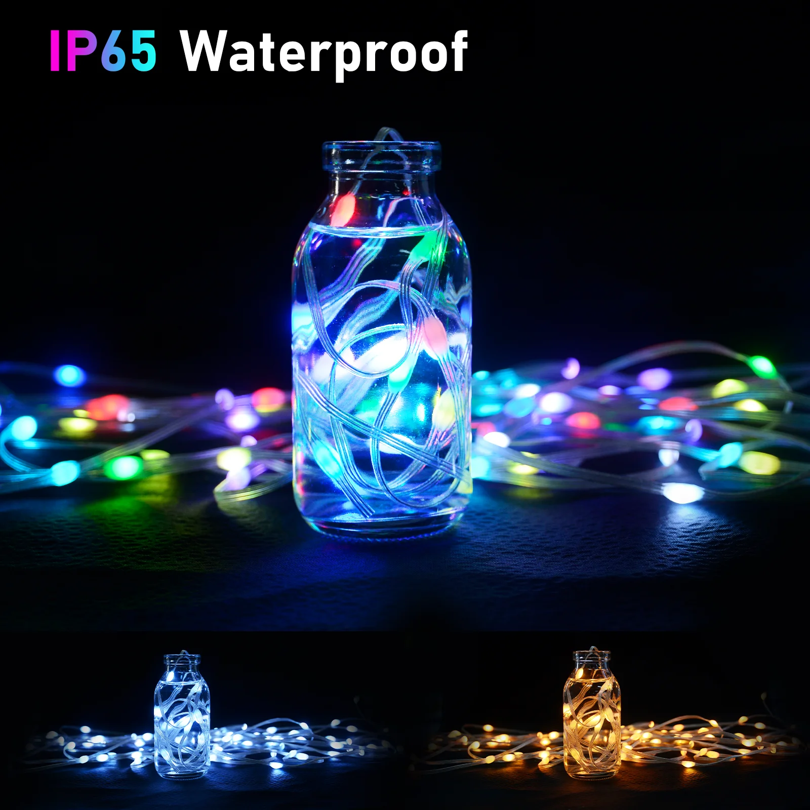 APP Control Outdoor Waterproof Firefly Twinkle Lights RBG Color Changing LED Fairy String Lights Commercial Christmas Lights