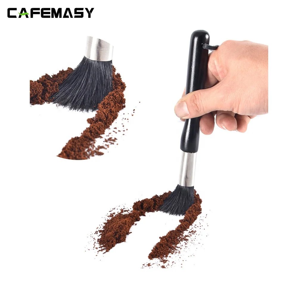 Barista Long Handle Coffee Grinder Powder Cleaning Brush Coffee Machine Brush Wood Handle Pig Bristle Dusting Espresso Brush