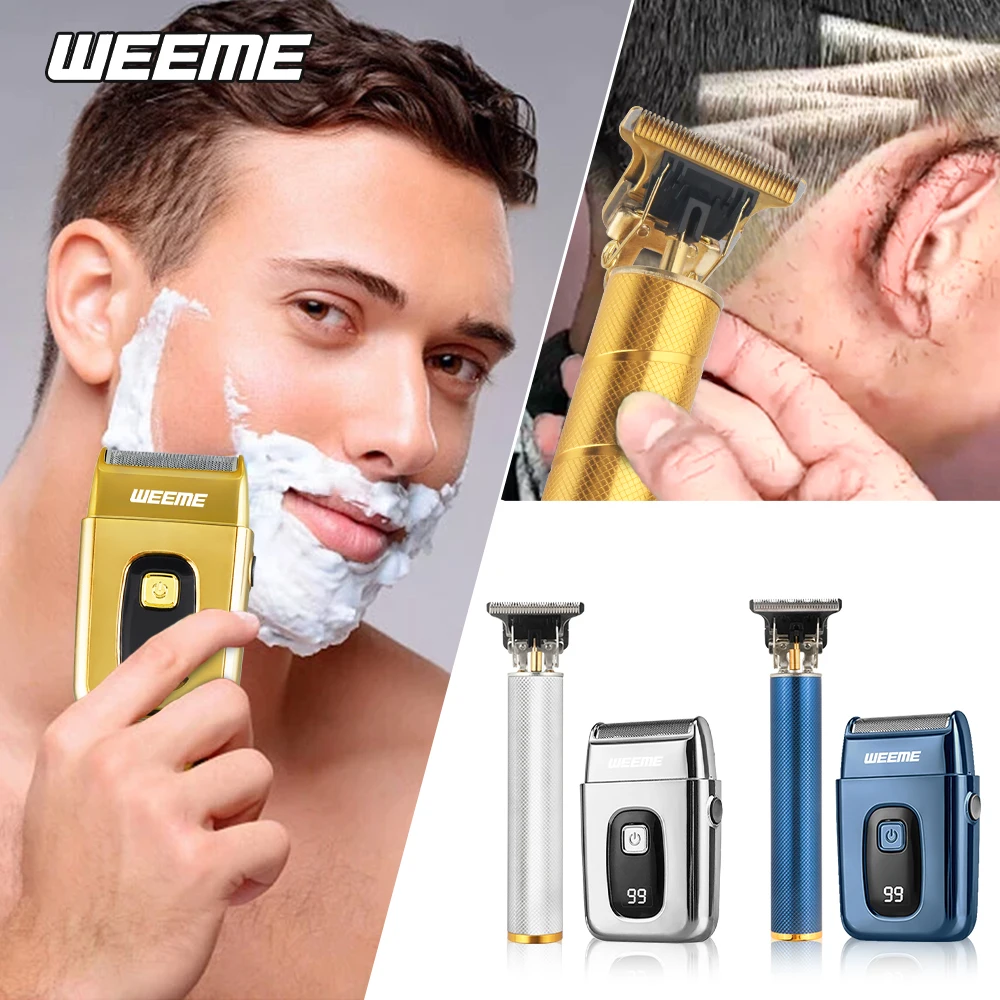 WEEME Salon Hair Oil Head Electric Clippers and Reciprocating Shaver Rechargeable Hair Cutting Tool Two-piece Set Shaver