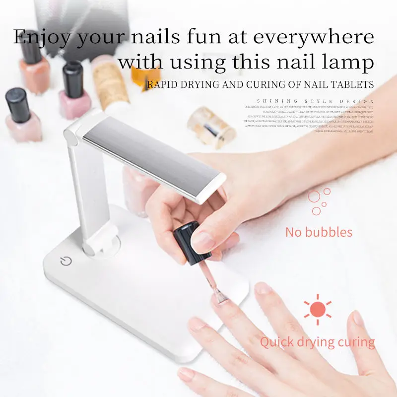 Professional nail dryer 12w mini uv lamp led gel nail lamp cordless rechargeable fold 10pcs beads table desk lamp