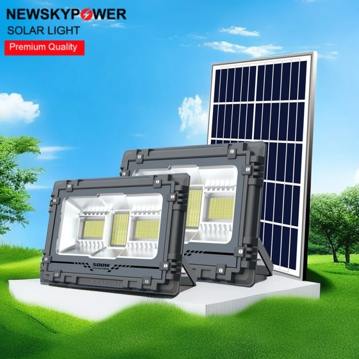 Hot Sale Solar Flood Light Remote Control LED 60W 100W 200W 300W 500W 800W 6500K White Lighting For Outdoor