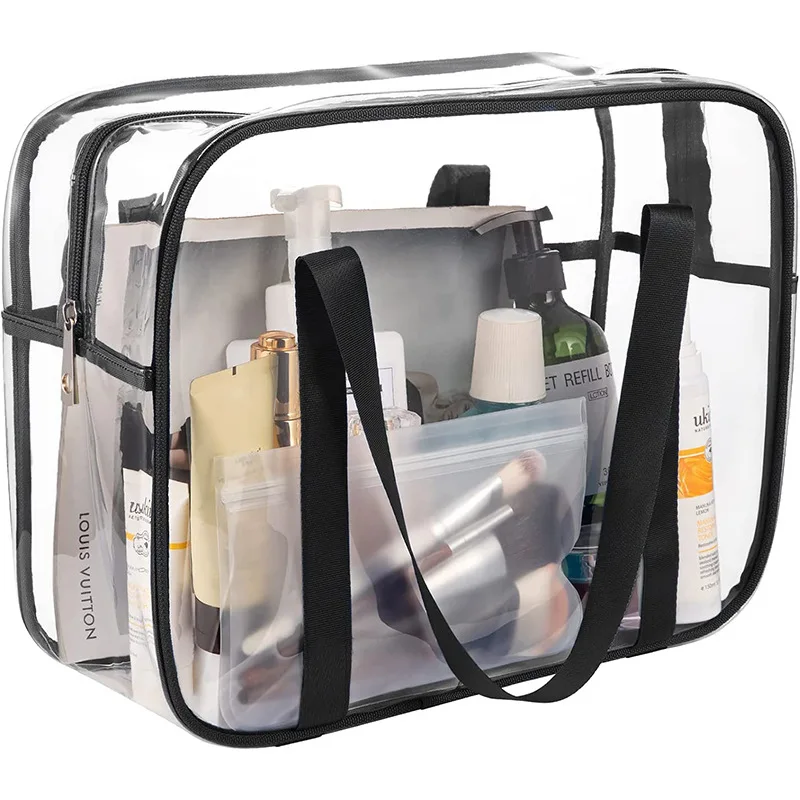 Waterproof Travel Clear Toiletry Bag Thick Transparent Cosmetic Bag Makeup Bag with Handle
