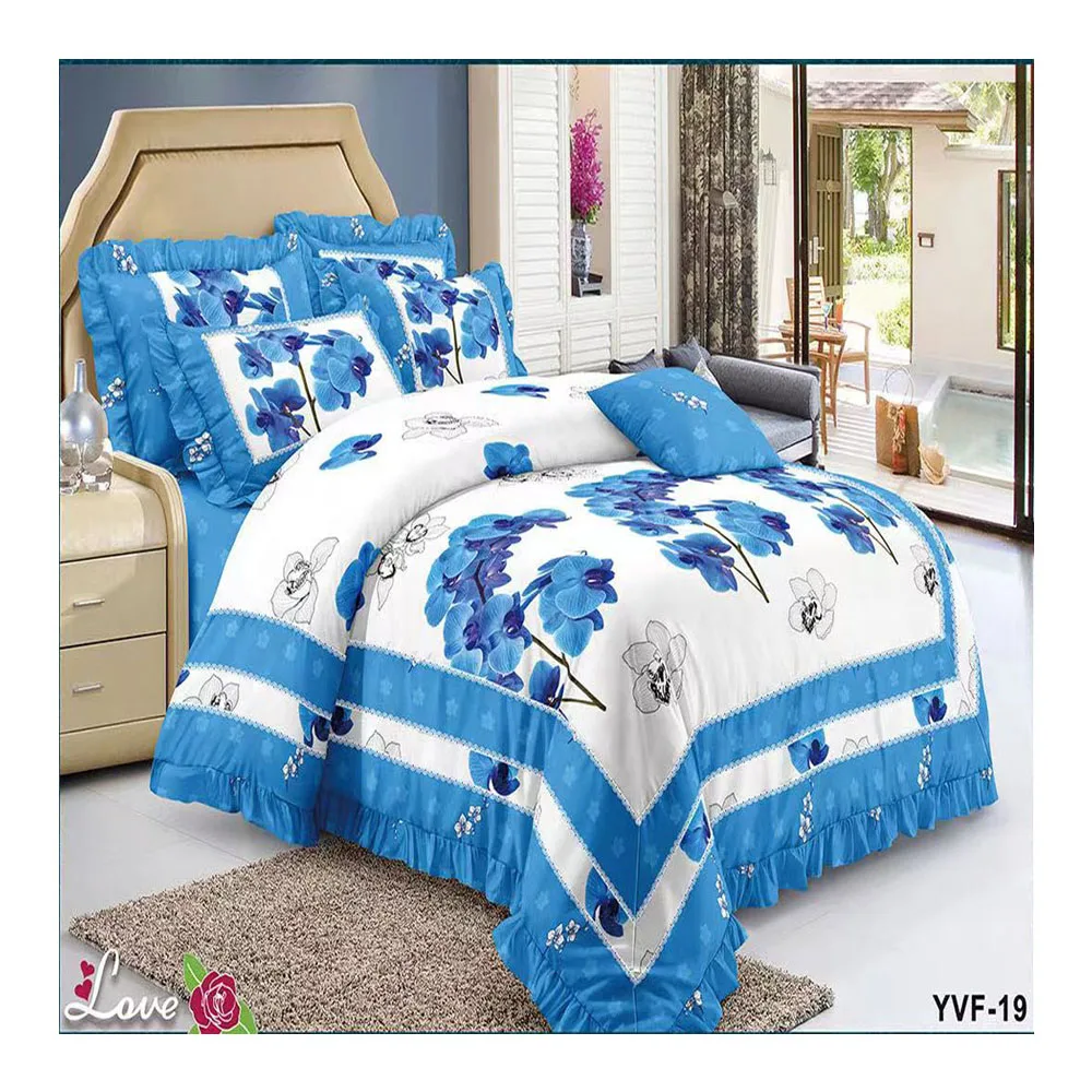 Cotton 6 pieces set lit 3 places Quilt cover Bed sheet drap de lit en coton duvet cover set bedding set with zipper