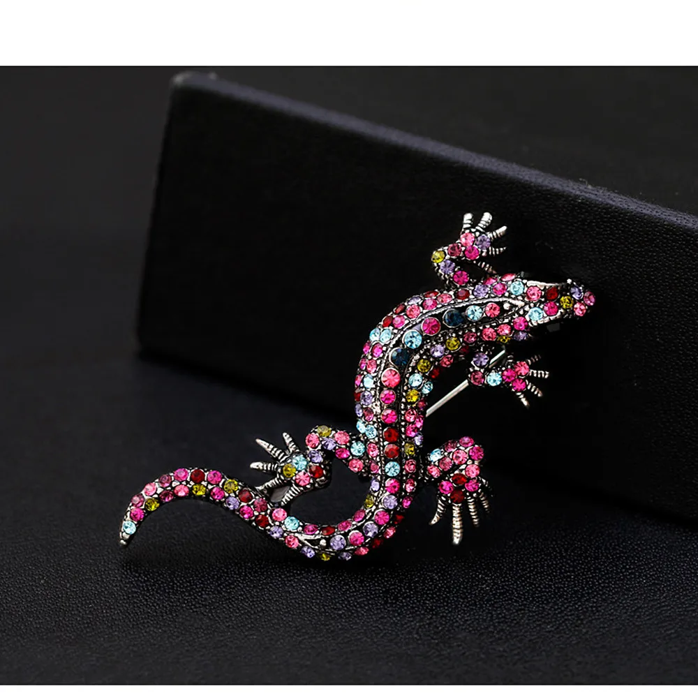 Женская Брошь в виде ящерицы Gecko металлическая брошь с инкрустацией милых животных украшение для подарка ювелирное изделие на заказ