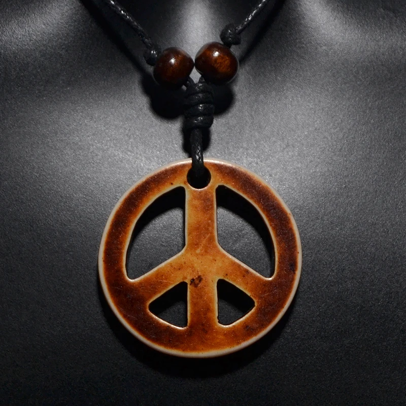 FX023 Peace symbol necklace men pendant personalized Choker Retro Jewelry Tribal style Imitation Yak Bone necklace Amulet Gift