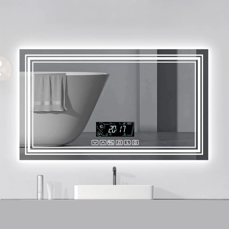 Luxury Intelligent Design Led Light Induction Anti fogging Bathroom Mirror Two Way frameless bathroom mirror with bluetooth