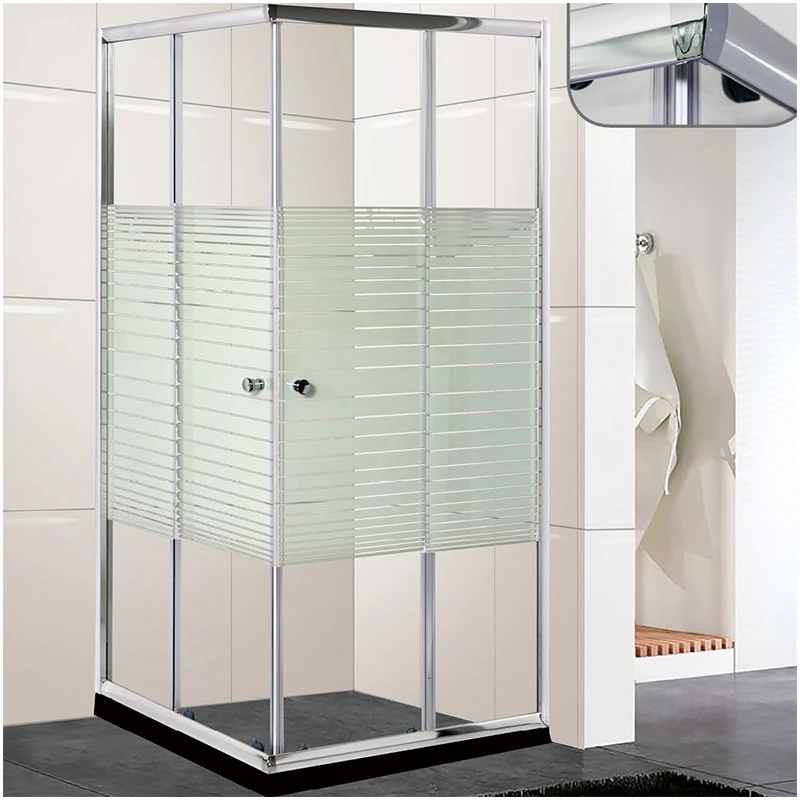 Stand up Inside Moving Shower Door Kit Square Sliding Door Bathroom Glass Rectangle ABS Aluminium Contemporary 6mm 3 Years BAIQI