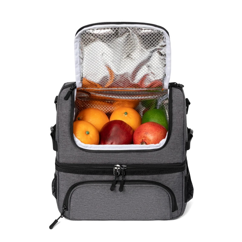 Two compartment adults leakproof cooler insulation bag travel picnic school insulated thermal lunch bag for food