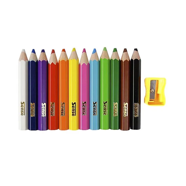 Hot sales half size Mini Golf Rainbow Colored Pencil Set 12 for kids Wooden color Pencil