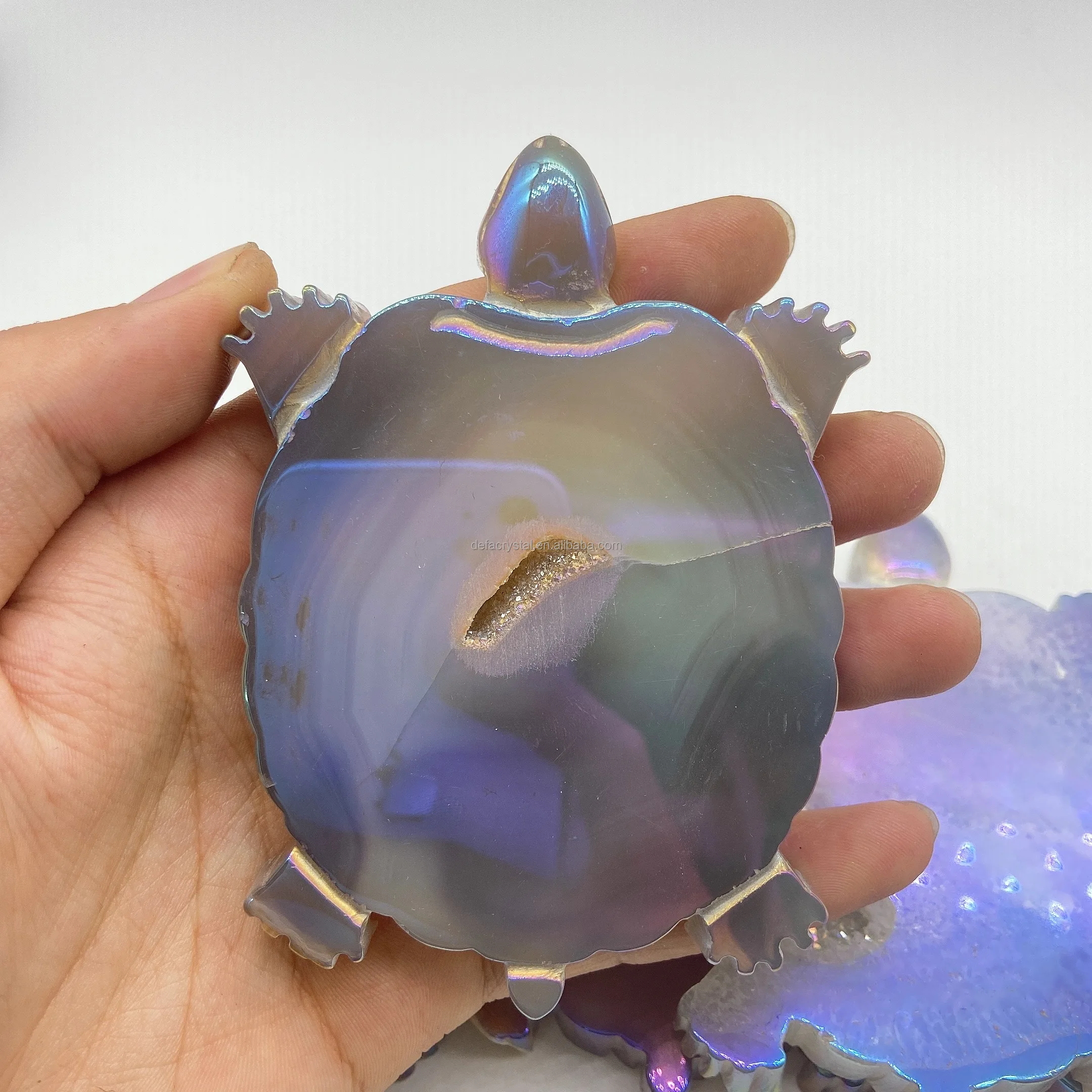 Folk Crafts Natural Carved Crystals Healing Stones Angel Aura Crystal Aura Agate Geode Tortoise For Decoration