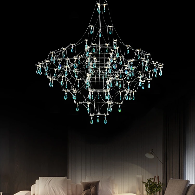 Modern Design Home Villa Decorative Hanging Light Customized Metal Crystal LED Chandelier Light