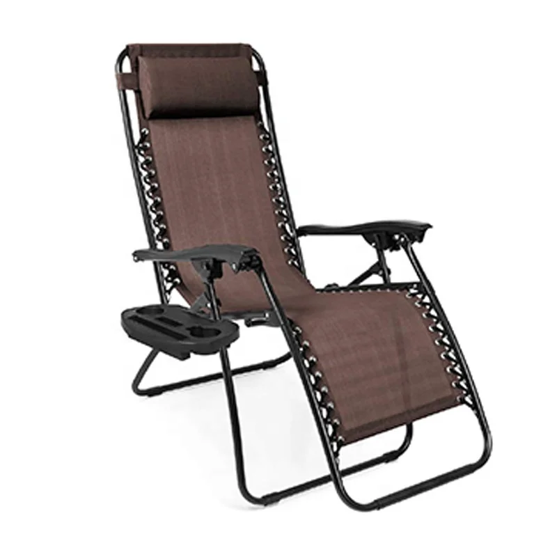 
Gravity Chair Outdoor Luxury Folding Zero Gravity Camping Chair Folding Recliner Lounge Patio Chair with Cup Holder 