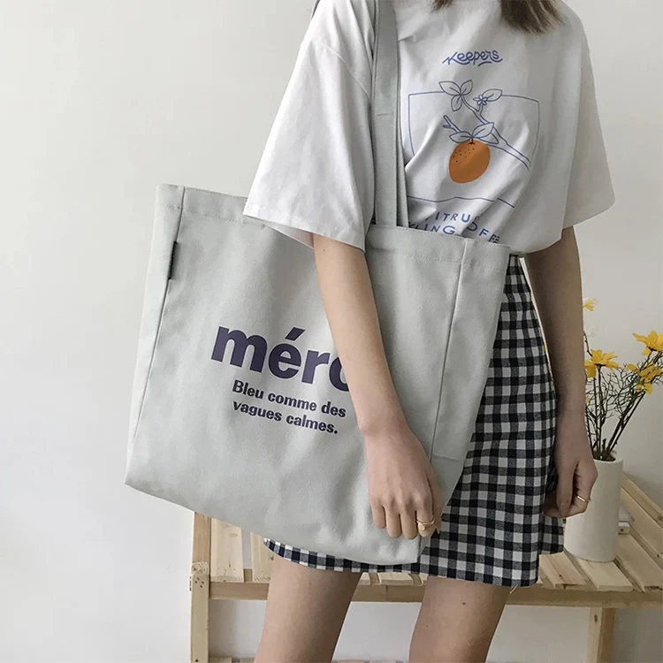 Wholesale Custom Print Logo Cheap Reusable Bags Plain White Blank Tote Cotton Canvas Shopping  Bag