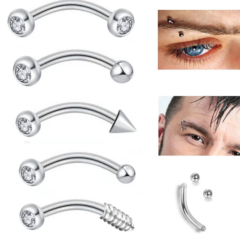 Gaby new eyebrow rings stainless steel eyebrow piercing basic cartilage earring wholesale piercing jewelry