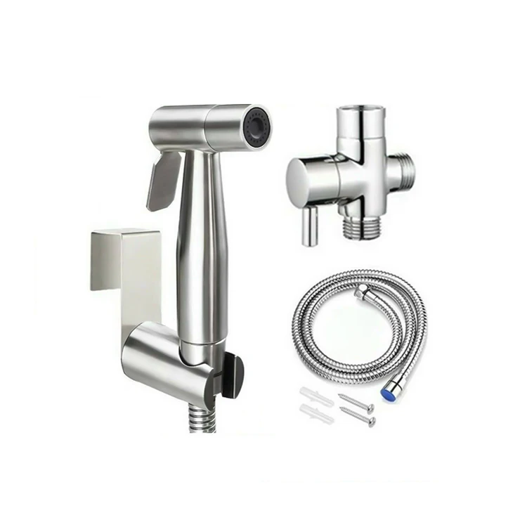 Portable Jet Fresh Water Shower Holder Set Hand Shattaf Toilet Bidet Spray 304 Stainless Steel Wall Mounted Horizontal ZHONGYA