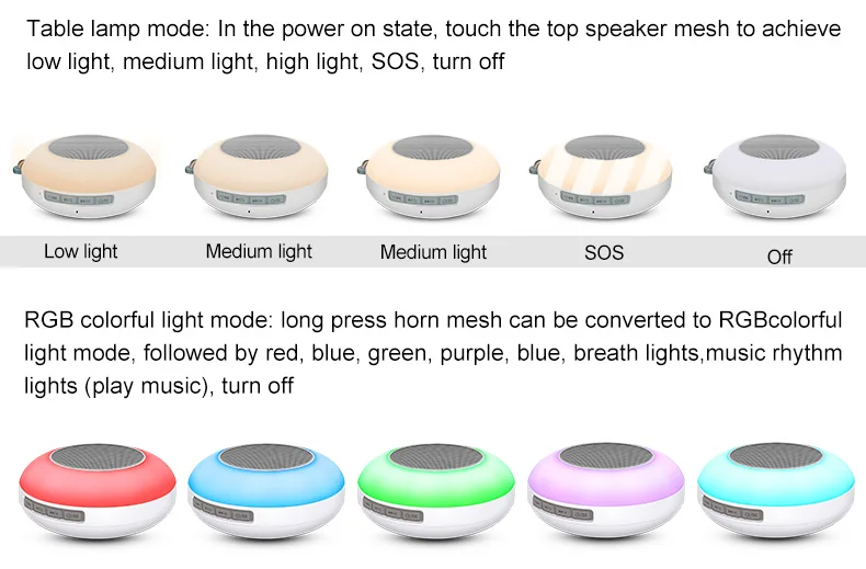 Portable mini wireless speaker with rgb lights IP55 waterproof outdoor