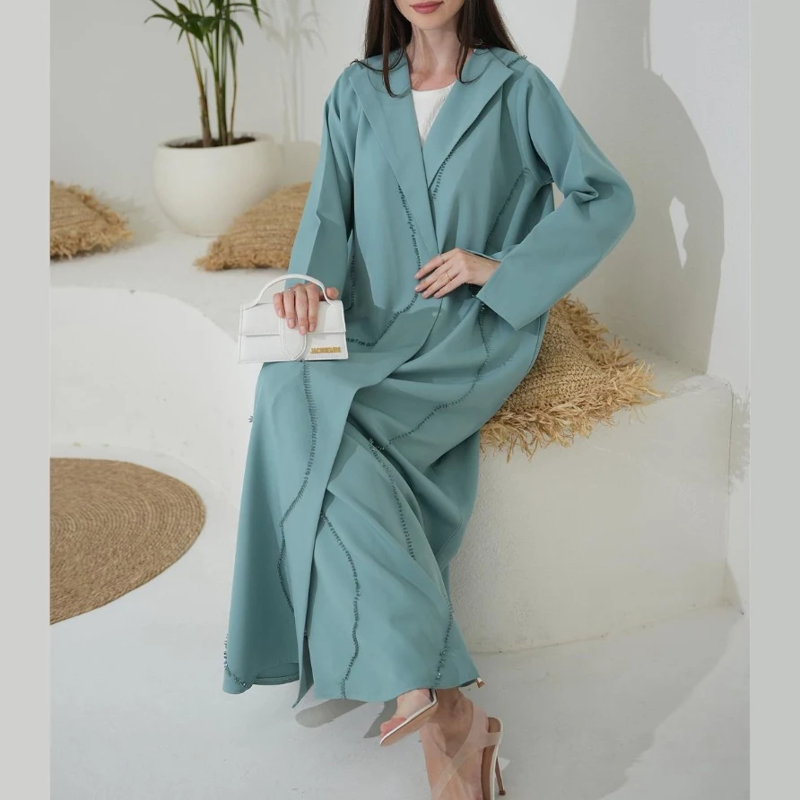 На заказ uae abayas eid Ramadan вышивка бисером высокое качество 2024 Новое поступление Женщины abaya dubai Исламская одежда с хиджабом