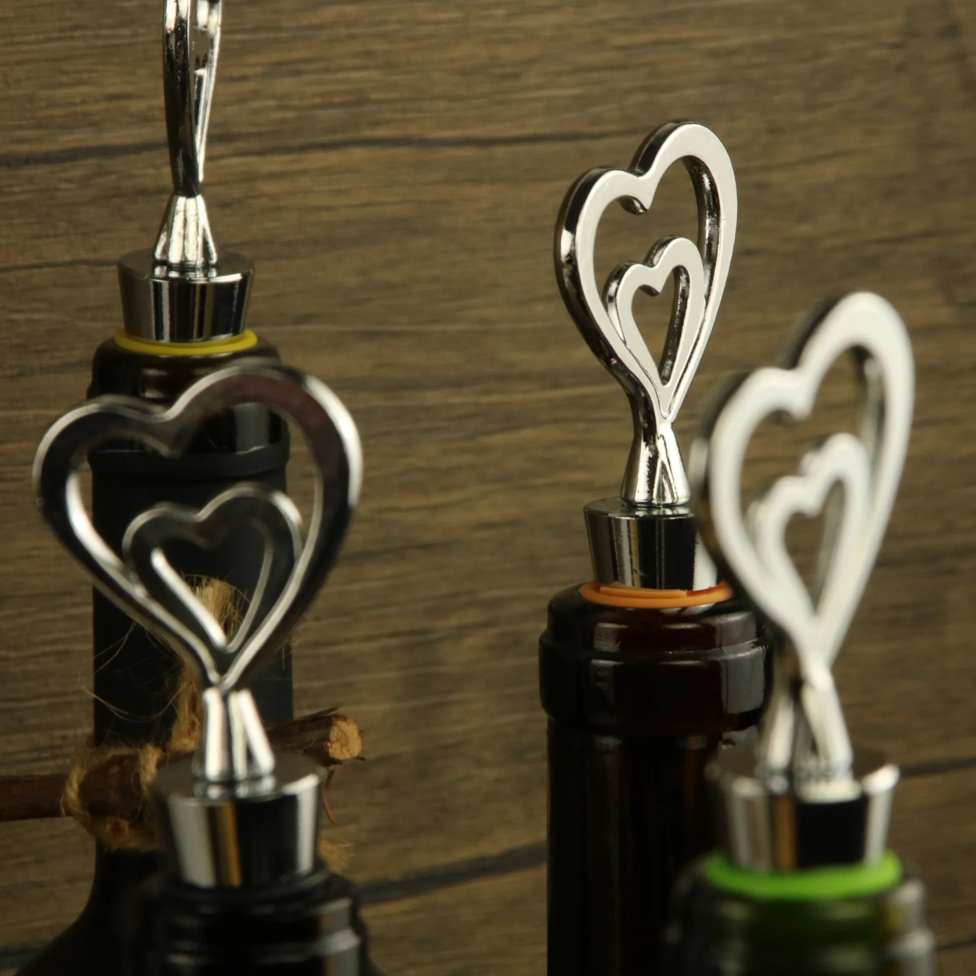 Zinc Alloy Love Heart Shape Wine Stopper Party Gift Bar Gadget Keep Fresh Bottle Plug For Wedding Decoration Wine Opener
