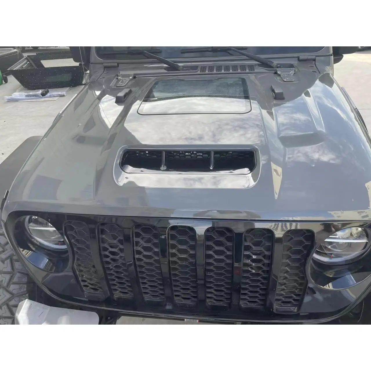 transparent glass Metal Hood For Jeep Wrangler JL JT