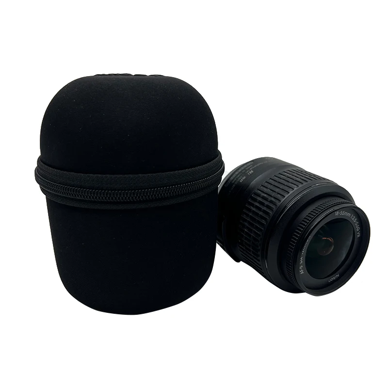 Rounded black hard shell shockproof waterproof camera lens cases for nikon