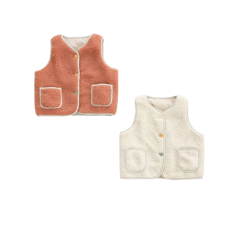 
Solid color thicken thermal autumn warm 0-3-year old baby unisex vest sleeveless O-Neck wholesale baby vest 