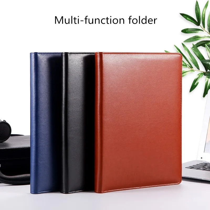 2021 new design A4 multifunction clipboard PU leather file folder  portfolio customized logo folder with pockets